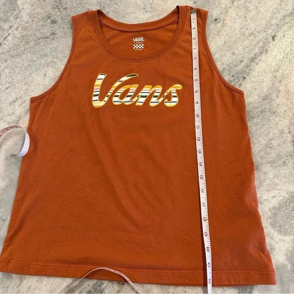 Vans Striped Logo Orange Tank Top Junior Size Large - Picture 9 of 9